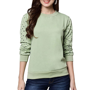 Sweat-shirt décontracté à col rond surdimensionné pour femme, en coton biologique léger et écologique, avec poches avant - Product Image 1