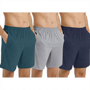 Shorts décontractés pour hommes en coton tissé à taille mi-haute élastique avec logo frontal, respirants et à cordon de serrage - Product Image 1