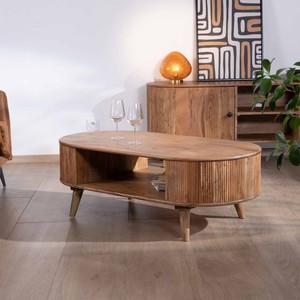 Mesa de centro Vandana Silver Balance de diseño redondeado en madera de acacia Boomer - Product Image 1