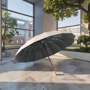 Parapluie pliant manuel haut de gamme à 32 baleines avec revêtement noir, grand format pour femme, double usage soleil et pluie, protection UV, fonction de suspension - Product Image 1