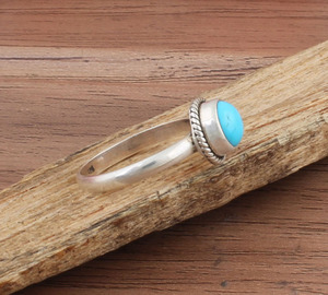 925 Sterling <b>Silver</b> Bezel Setting Turquoise Brilliant Cut Handmade Classic Boho Dainty <b>Solitaire</b> <b>Ring</b> Certified Wedding Party - Product Image 3