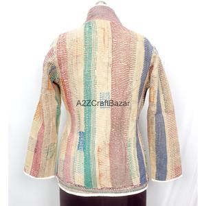 Wholesale Indian Handmade Knitted Vintage <b>Kantha</b> <b>Jacket</b> for Women Girls Spring/Winter Ready 100% Cotton Reversible Eco-Friendly - Product Image 4