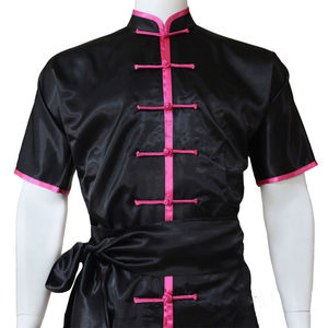 Tenue d'arts martiaux en satin de haute qualité, uniforme traditionnel chinois de Tai Chi Wushu, combinaison d'entraînement à manches courtes pour la performance - Product Image 2