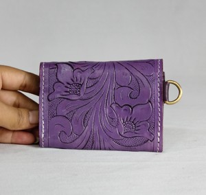 Monedero de Cuero Genuino Morado, Hecho a Mano, con Diseño de Ases, Cierre de Broche, Mini Cartera para Monedas, Unisex, Nuevo Estilo Creativo - Product Image 5