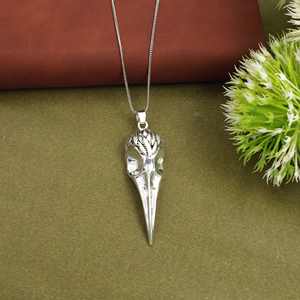 สร้อยคอจี้รูปหัวนกวินเทจ ทองเหลืองชุบทองและเงิน เครื่องประดับรูปหัวนกอีกา |   จี้ห้อยคอขายส่ง - Product Image 4