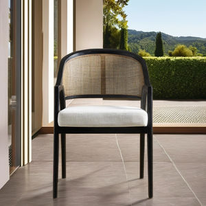 Luxurious Wooden Hotel Dining <b>Chair</b> with <b>Black</b> Rattan <b>Black</b> Finish for Home <b>Kitchen</b> Villa and Restaurant Use - Product Image 1