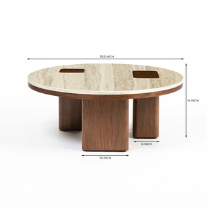 Large Premium <b>Solid</b> <b>Wood</b> marble Top Extendable Coffee <b>Table</b> <b>Round</b> Design With Best Polish For Living Room Furniture - Product Image 3