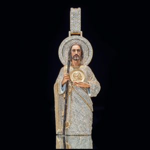 Colgante de plata con moissanita 3D estilo hip hop religioso para hombre, diseño de santo rapero, ideal para fiestas - Product Image 1