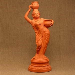 <b>Best</b> Quality Handcrafted Terracotta Lady Figurine with Pots Traditional Clay Home Décor Statue - Product Image 4