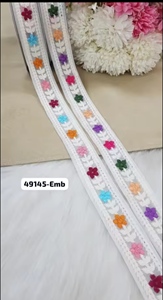 Encajes florales bordados con elegantes diseños para saris, vestidos, ropa de novia, manualidades, decoración, moda y venta - Product Image 2