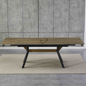 Ensemble de <span class=keywords><strong>table</strong></span> et de chaises de salle à manger intérieures rétractables classiques uniques en MDF pour 6 personnes au total inclus - Product Image 4