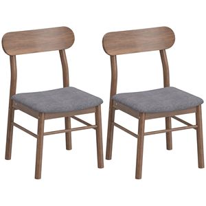 Comode sedie imbottite grigie per cucina/sala da pranzo con gambe in legno di gomma e seduta imbottita (set di 2) - Product Image 2