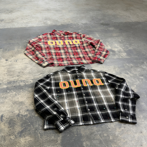 Ouna Plaid Long Sleeve TShirt Men's Cotton Flannel Embroidered Casual Regular Fit Front Logo Patterned Design - Product Image 2