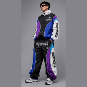 Boxy Waterproof Jacket and Pant Set Nylon <b>Wind</b> <b>Breaker</b> Jogging Track Suit Multi Color Panel Windbreaker Tracksuit for Men - Product Image 2