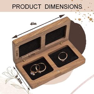 Wood Double <b>Ring</b> Box for Wedding Ceremony - Engraved Wooden <b>Ring</b> <b>Holder</b> for 2 <b>Rings</b> <b>Engagement</b> Proposal Wedding Ceremony <b>Ring</b> - Product Image 3