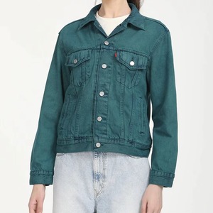 Women's Black Denim Jackets <b>Button</b> Beaded Loose Fit Casual Outerwear Eco-Friendly Polyester/Cotton Fabric Color Autumn/Winter - Product Image 3