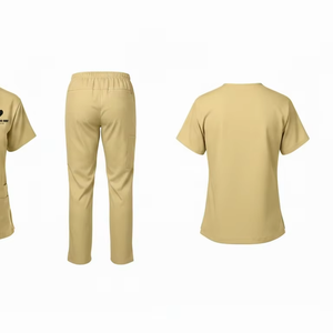 Ensemble d'uniformes médicaux professionnels pour hommes et femmes, vêtements de travail pour infirmières d'hôpital, col en V, manches courtes, respirant, jersey 100% coton - Product Image 4