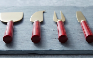 Stainless Steel Cheese Spreader Elegant Design With Gold Head <b>Red</b> Handle Perfect for <b>Kitchen</b> <b>Accessory</b> Flatware Cutlery Set - Product Image 3