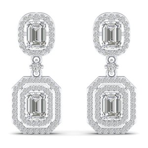 Boucles d'oreilles pendantes REYES en or blanc 14 carats plaqué rhodium avec diamants CVD cultivés en laboratoire pour femmes, bijoux fins aux meilleurs prix - Product Image 2
