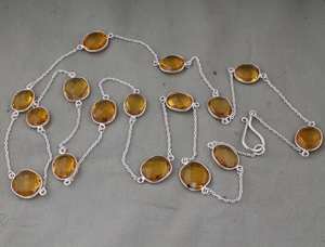 Handmade Citrine <b>Chain</b> Necklace 925 Sterling Silver Natural Yellow Crystal Pendant Jewelry Women Fashion Gift - Product Image 4