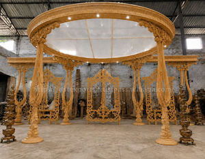 Mandap de mariage en bois sculpté de style royal gujarati, design circulaire élégant, pour mariages à Londres - Product Image 5