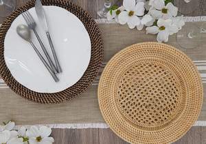 Round shape Elegant Woven Rattan Charger Placemats <b>Mats</b> & Pads for Exquisite <b>Dinner</b> Table Settings at Competitive Prices - Product Image 2