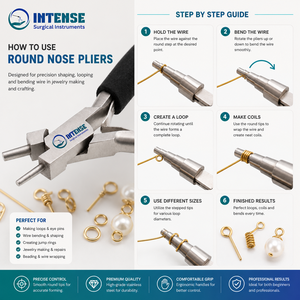Pince à bec rond professionnel en acier inoxydable pour la fabrication de bijoux, outil de bouclage de fil et de perlage, fabricant OEM ODM - Product Image 3