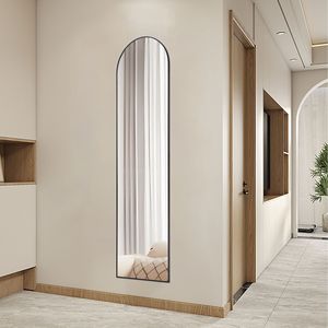 Specchio a Parete in Alluminio da 147x48 cm con Supporto, Specchio da Terra per Camera da Letto o Bagno, Uso Domestico - Product Image 5