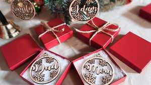 Custom Wooden Christmas Ornaments Personalized Engraved Wood Hanging Decorations for Christmas Tree Holiday Gift Wedding Party H - Product Image 2
