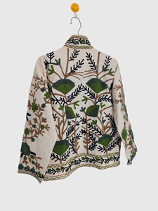 Veste à col mandarin à motif floral brodé à la main, manches longues, coton, taille plus pour femmes, vêtements d'automne - Product Image 5
