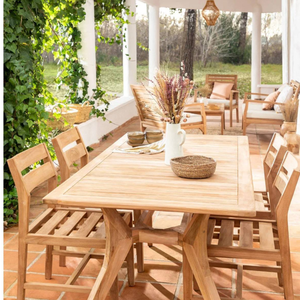 Ensembles de table et de chaises à manger au design moderne avec structure en teck pour la décoration de meubles de jardin - Product Image 6