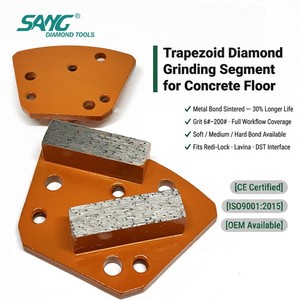 Segment de meulage diamanté trapézoïdal sinterisé à liaison métallique pour sol en béton, grain 16 # -200 #   Adhésif souple, moyen, dur Redi-Lock Lavina - Product Image 1
