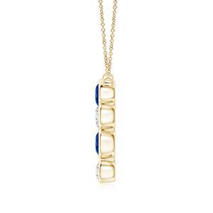 High Quality IGI Certified Bezel-Set Scattered Blue Sapphire And Diamond Necklace 14K 18K <b>Solid</b> Yellow <b>Gold</b> Multi Stone <b>Pendant</b> - Product Image 3