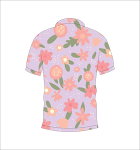 Pink <b>Orange</b> Floral <b>Polo</b> Shirt Pastel Flower Pattern Short Sleeve Summer Casual Front Back View - Product Image 2