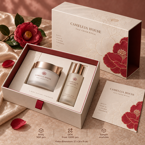 Custom CAMELLIA Face Cream Ritual Sliding <b>Drawer</b> Packaging Box - Product Image 6