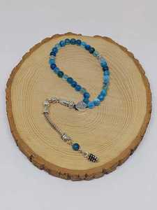 Blue Agate Tasbih Prayer Beads Handmade Islamic Misbaha with Silver Tassel Muslim Ramadan <b>Eid</b> <b>Gift</b> - Product Image 5