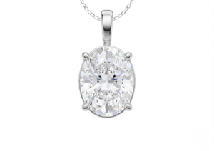 Collier pendentif solitaire en or 10 carats avec diamant ovale de 2 carats cultivé en laboratoire, pureté E VVS, bijoux fins pour femmes, bijoux de mariée, luxe sur mesure - Product Image 2