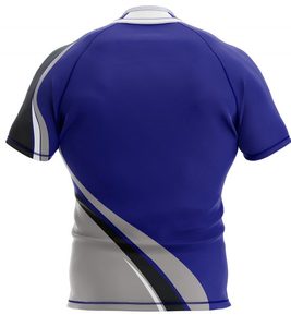 Ensemble de maillot de rugby sublimé noir et rouge pour homme, manches courtes, respirant, coupe athlétique, toutes saisons, imprimé géométrique - Product Image 6