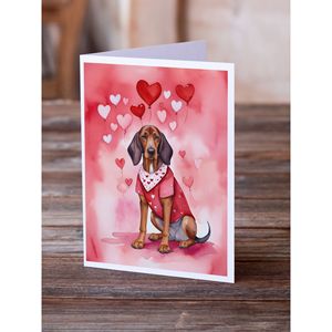 Redbone Coonhound My Valentine Tarjetas de felicitación Paquete de 8 Whimsical A7 Tamaño 5x7 Tarjetas de notas en blanco con sobres - Product Image 2