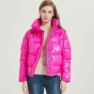 Veste d'hiver matelassée noire pour femme, avec blocs de couleur blancs, à capuche, manches longues, en polyester épais, coupe-vent, réversible et imperméable - Product Image 4