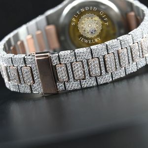 Reloj de Lujo para Hombre con Incrustaciones de Moissanita, Caja de Acero Inoxidable, Movimiento Analógico ETA, Cristal de Zafiro, un Splendid Gift Jewelry - Product Image 5