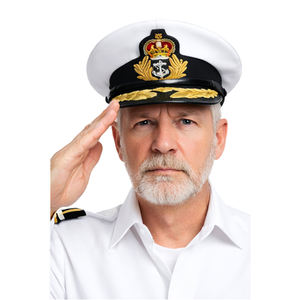 Casquette noire de cérémonie pour officiers, fabriquée en usine, avec logo brodé, accessoires d'uniforme de haute qualité - Product Image 3