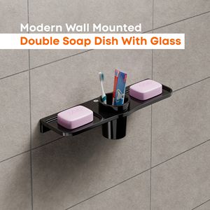 Wall Mounted Small Square Glass Soap Dish Stainless Steel Holder Bathroom Hardware Accessories Elegant Clear Glass Soap Tray - Product Image 2