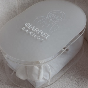 OEM tùy chỉnh rỗng hình bầu dục Frosted Saint Acrylic Hộp với Acrylic Tên - Product Image 1