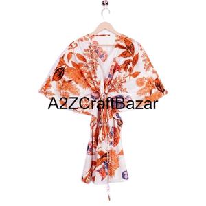 Caftán 100% Algodón con Estampado Floral, Ropa Larga para Mujer, Vestido de Maternidad con Estampado en Bloques, para Todas las Temporadas: Verano, Invierno, Otoño, Primavera - Product Image 1