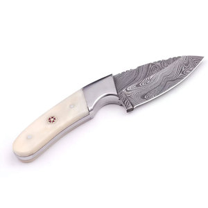 Premium Damascus Steel Skinner Knife With Wave Pattern Natural Wood Grip Curved <b>Profile</b> And Traditional <b>Tool</b> - Product Image 3