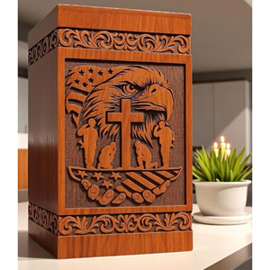 Handcrafted Wooden Urn Lotus Diya Memorial Keepsake urn Spiritual Cremation Ash Urn by AYAANS - Product Image 2