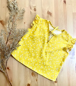 Pure Elegant Yellow Mum & Me Matching Top Decor With Lace On Sleeves & Small Beautiful Flowers Crafted With Soft Cotton Fabric - Product Image 5