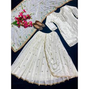 Salwar Kameez en coton de créateur, tenue de soirée, haut, jupe Dhoti, dupatta pour occasions spéciales - Product Image 2