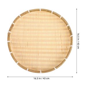 Natural <b>Bamboo</b> Serving Tray Handmade Woven Round Tray for Restaurant Hotel Kitchen Food Display and <b>Table</b> Decoration - Product Image 3